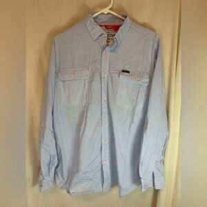 Fieldstone Shirt Mens XL Blue Gingham Check Long Sleeve Vented Button Up